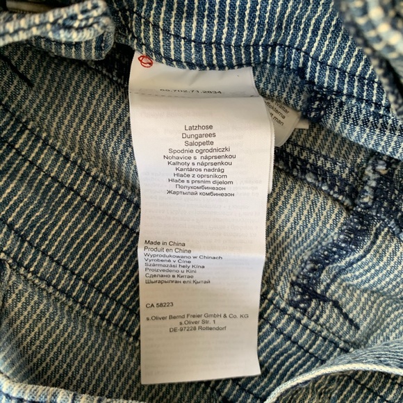 S. Oliver Pinstripe Nautical Anchor Overalls 86 - Picture 4 of 7